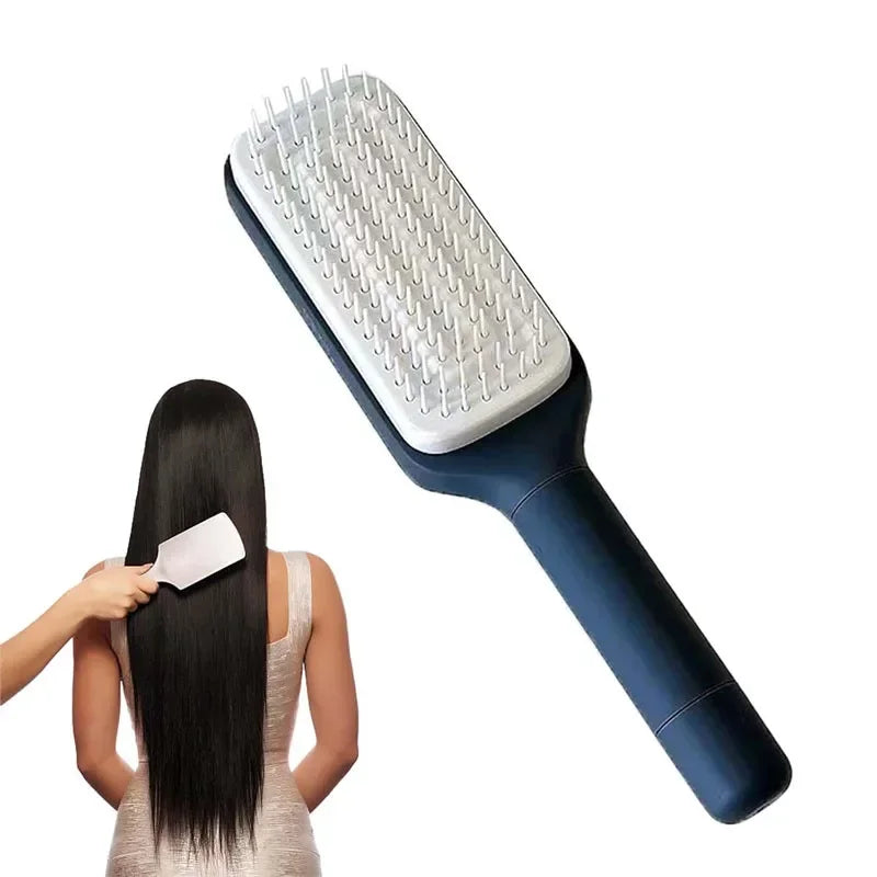 ワンタッチ自動クリーニングヘアブラシ