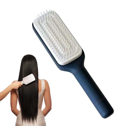ワンタッチ自動クリーニングヘアブラシ